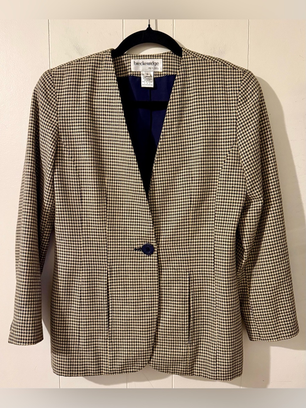 Breckenridge vintage houndstooth blazer Sz 2 Petites